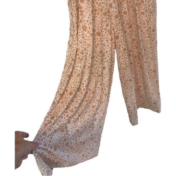 Nordstrom Girls Floral Ruffle Strap Jumpsuit XL 14/16 Brown Cream NWT - Picture 3 of 5